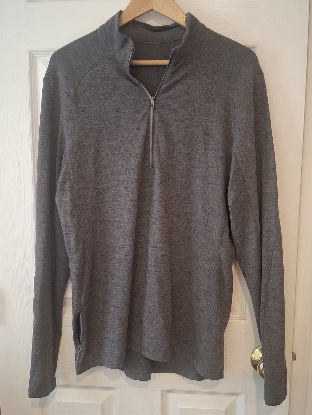 Lululemon Surge Warm 1/2 Zip Mens Large Gray Pullover Running Shirt LM3DH0S EX